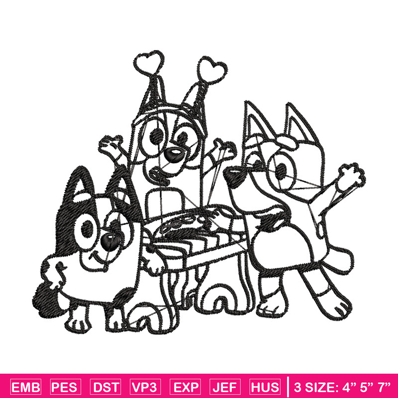 Bluey friends Coloring Pages Embroidery, Bluey Embroidery, Embroidery File, cartoon design, logo shirt, Digital download.jpg