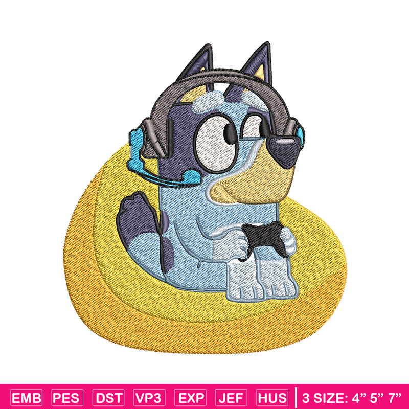 Bluey headphones Embroidery, Bluey cartoon Embroidery, Embroidery File, cartoon design, logo shirt, Digital download.jpg