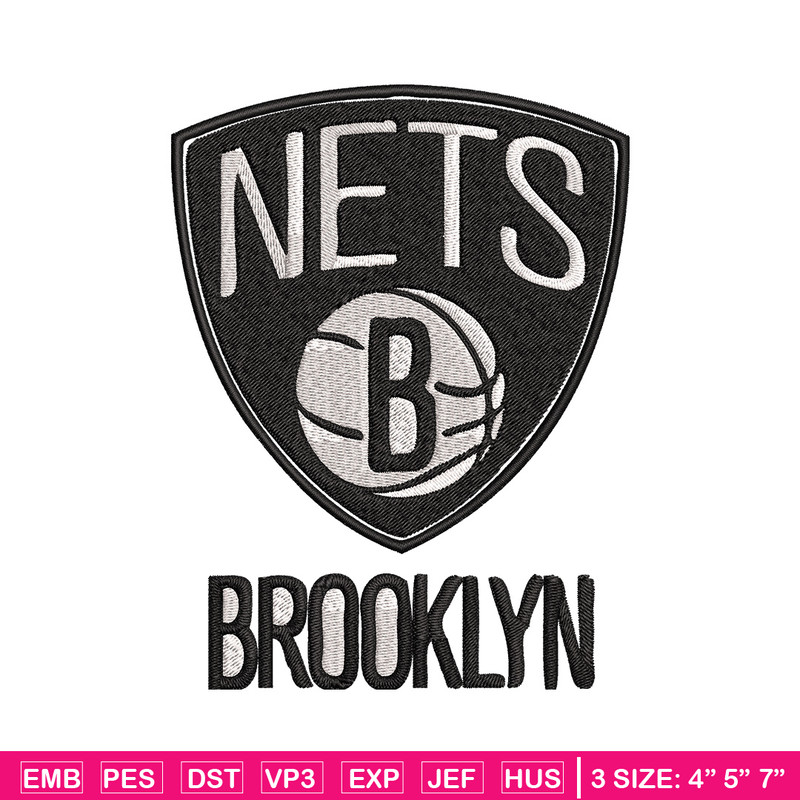 Brooklyn Nets Embroidery Design, Logo Embroidery, NBA Embroidery, Embroidery File, Logo shirt, Digital download.jpg