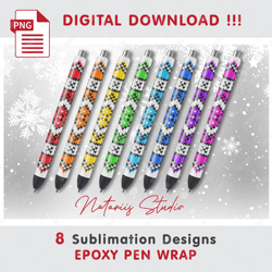 8 Christmas Ugly Sweater Designs - Seamless  Patterns - EPOXY PEN WRAP - Full Pen Wrap