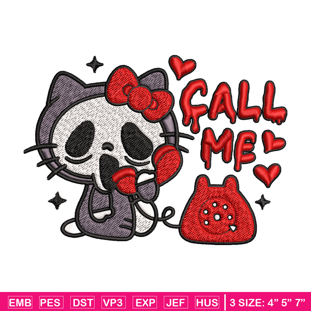 Call Me Scream Hello Kitty Embroidery design, Hallokitty Embroidery, cartoon design, Embroidery File, Digital download..jpg