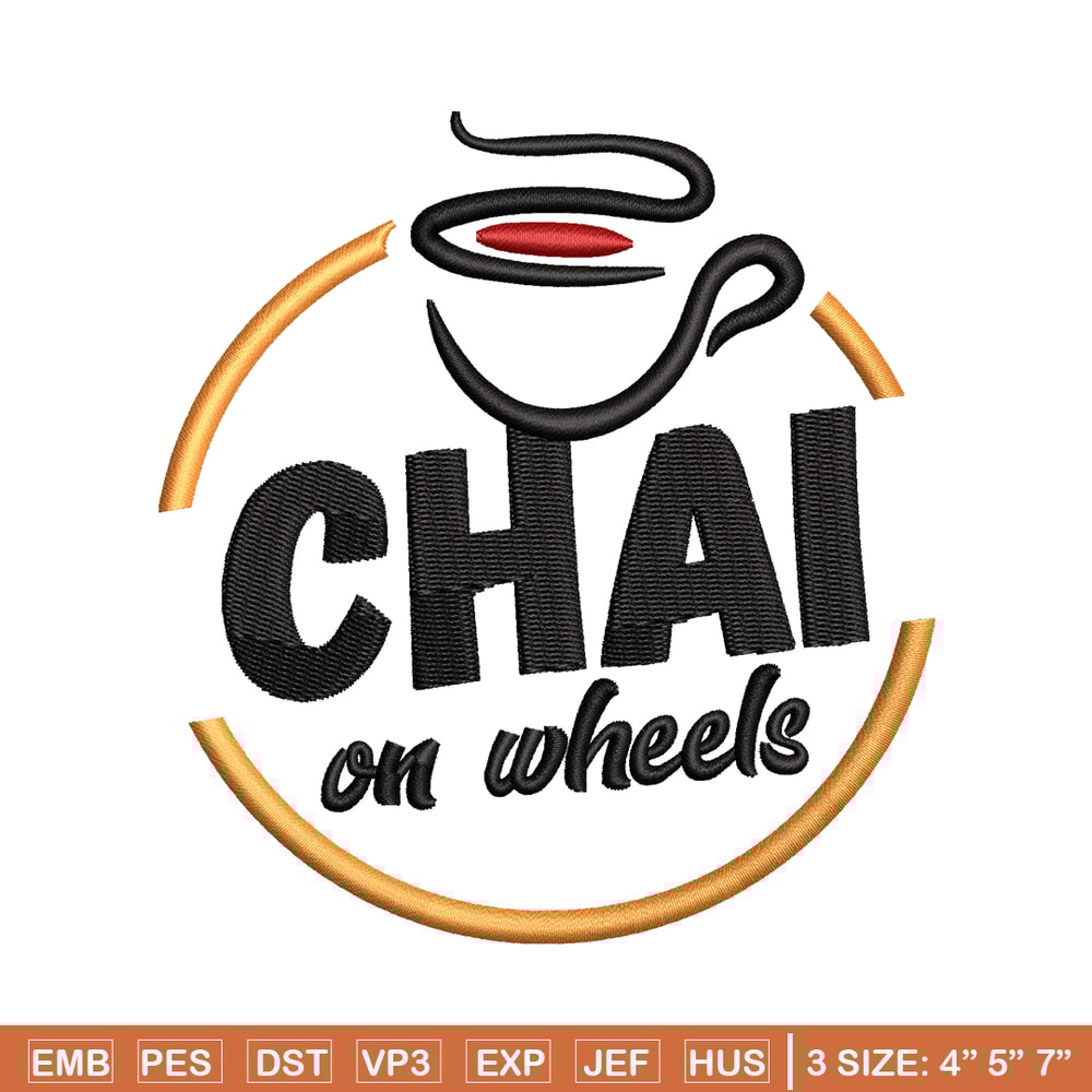 Chai On Wheels embroidery design, Chai On Wheels embroidery, logo design, embroidery file, logo shirt, Digital download..jpg