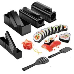 10 pcs sushi making kit –home diy sushi roller, rice ball mold & accessories set