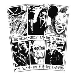 Vintage 90s Halloween Scream Characters Tarot Card SVG