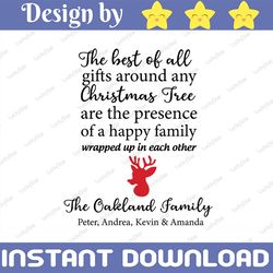 the best of all gifts around any christmas tree are the presence of a happy family svg, dxf,eps,png, digital download