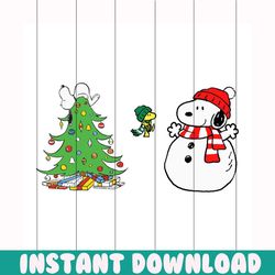 snowman snoopy and woodstock svg, christmas svg, snoopy svg, snoopy lover, woodstock svg, snowman svg, christmas tree sv
