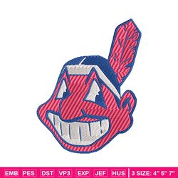 cleveland indians chief wahoo logo embroidery design, sport embroidery, baseball embroidery, logo design, mlb embroidery