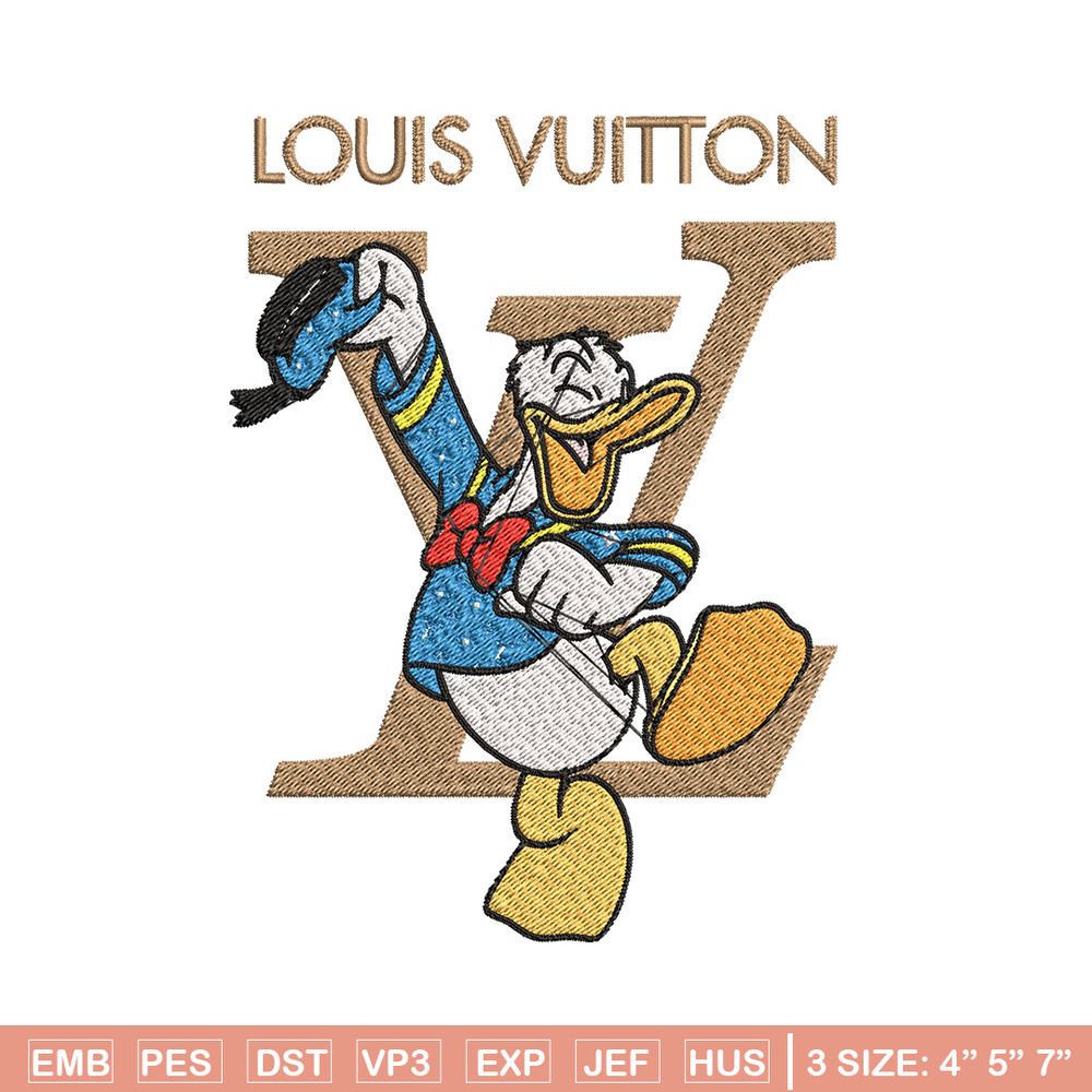 Duck cartoon lv Embroidery Design, LV Embroidery, Brand Embroidery, Embroidery File, Logo shirt, Digital download.jpg