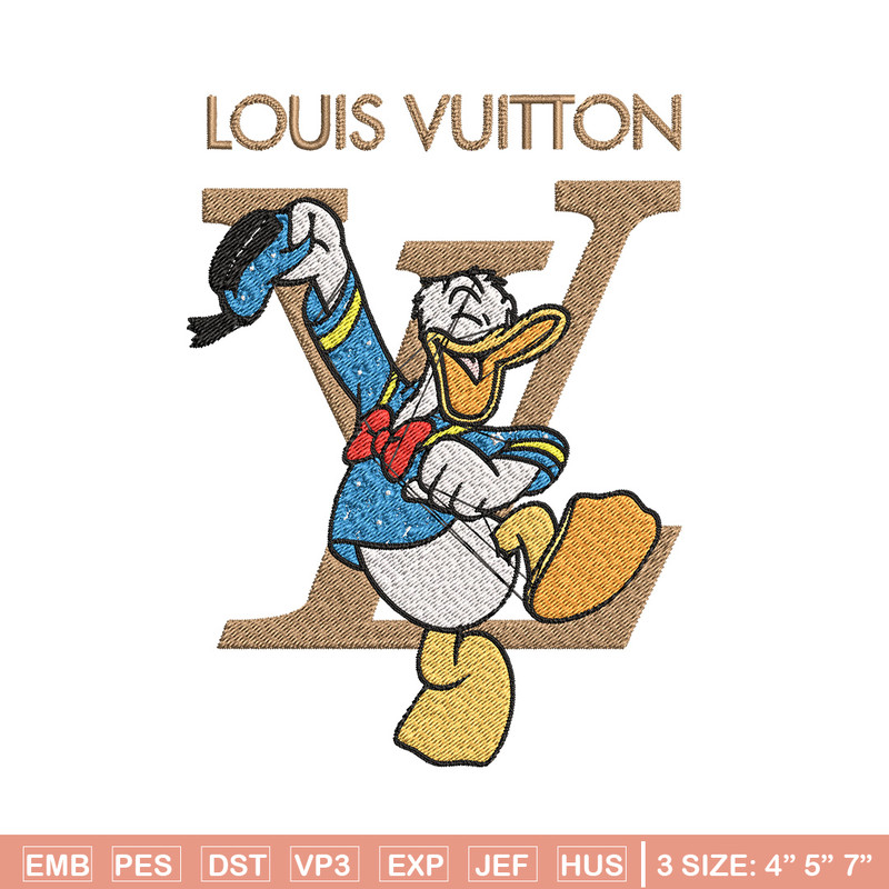 Duck cartoon lv Embroidery Design, LV Embroidery, Brand Embroidery, Embroidery File, Logo shirt, Digital download.jpg