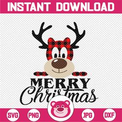 Merry Christmas Buffalo Plaid Deer SVG, Deer SVG, Deer Head SVG, Christmas Deer Head Svg, Silhouette Cut Files, Cricut C