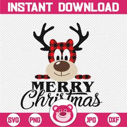 merry christmas buffalo plaid deer svg, deer svg, deer head svg, christmas deer head svg, silhouette cut files, cricut c