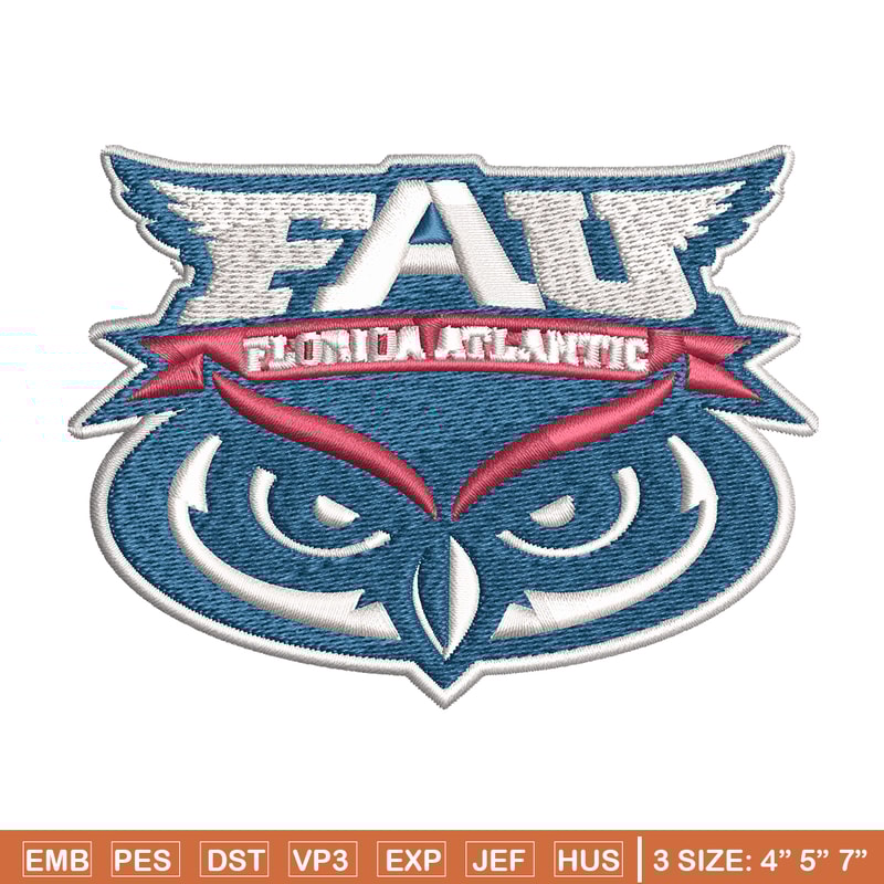 Florida Atlantic Owls embroidery design, Florida Atlantic Owls embroidery, logo Sport, Sport embroidery, NCAA embroidery.jpg