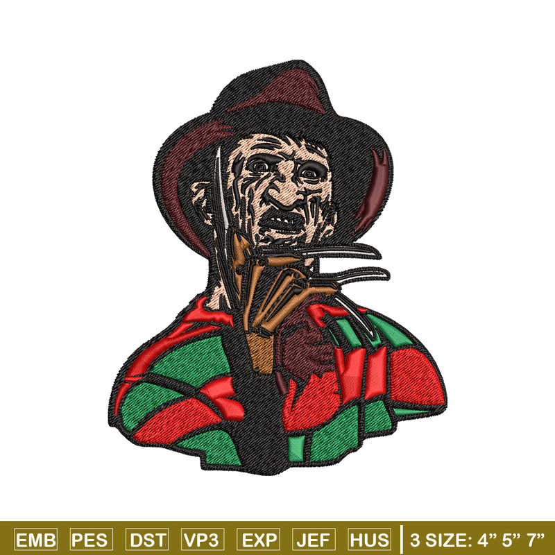 Freddy Krueger Embroidery design, Freddy horror Embroidery, horror design, Embroidery File, Digital download..jpg