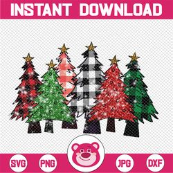Glitter Buffalo Christmas Trees Sublimation, Clipart Christmas png, Merry Christmas PNG, Leopard, Buffalo Plaid, Digital