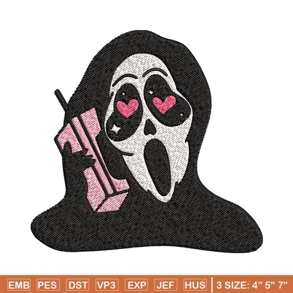 Ghost Face Call Me Embroidery design, Ghost Face Embroidery, Embroidery File, Horror design, Digital download..jpg