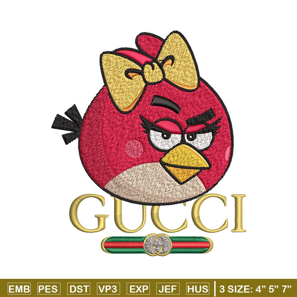 Girl Bird gucci Embroidery design, Angry Birds Embroidery, cartoon design, Embroidery File, logo shirt, Instant download.jpg