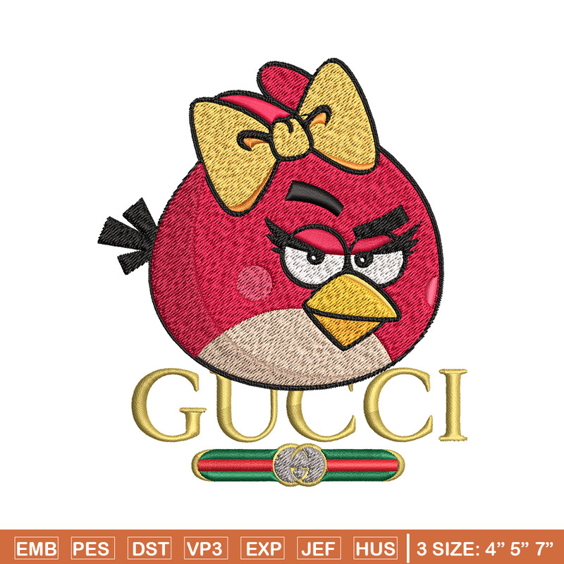 Girl Bird gucci Embroidery design, Angry Birds Embroidery, cartoon design, Embroidery File, logo shirt, Instant download.jpg