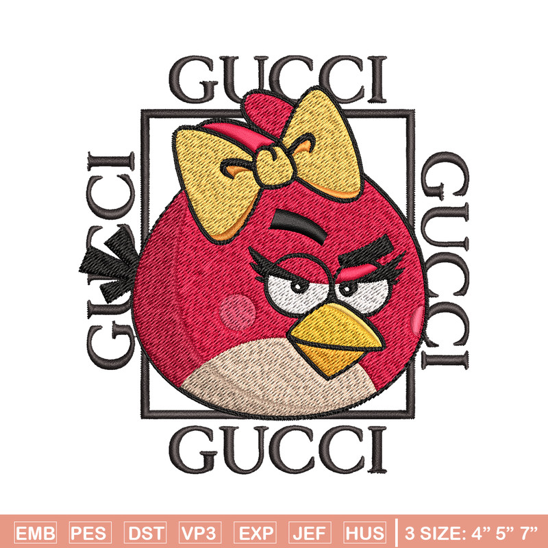 Girl Bird gucci Embroidery design, Angry Birds Embroidery, cartoon design, Embroidery File, logo shirt, Digital download.jpg