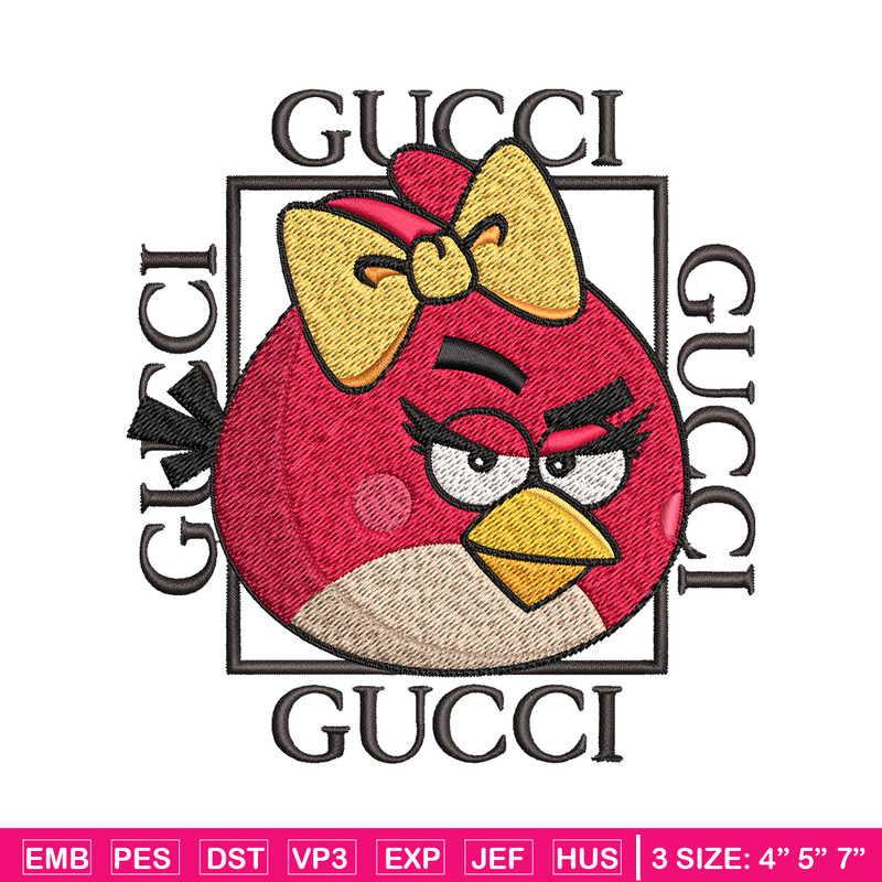 Girl Bird gucci Embroidery design, Angry Birds Embroidery, cartoon design, Embroidery File, logo shirt, Digital download.jpg