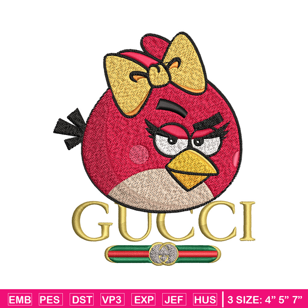 Girl Bird gucci Embroidery design, Angry Birds Embroidery, cartoon design, Embroidery File, logo shirt, Instant download.jpg