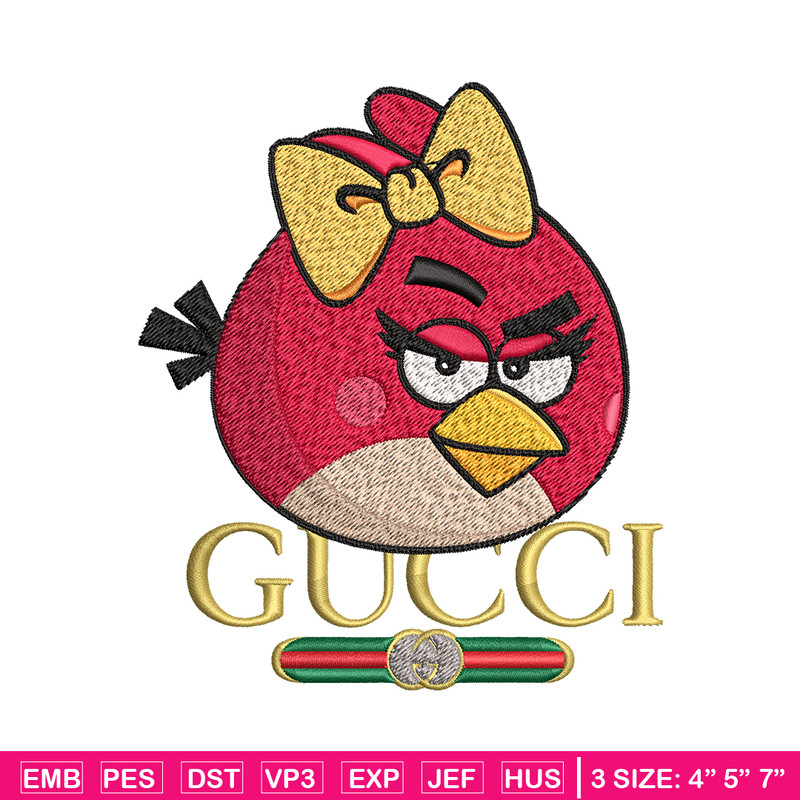 Girl Bird gucci Embroidery design, Angry Birds Embroidery, cartoon design, Embroidery File, logo shirt, Instant download.jpg