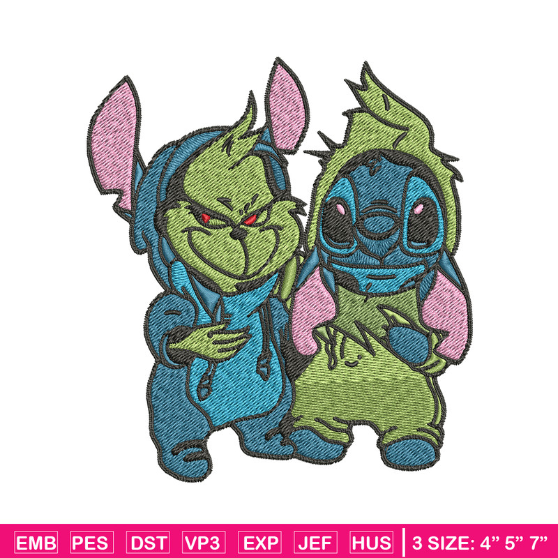 Grinch and Stitch Embroidery design, Grinch and Stitch Embroidery, cartoon design, logo shirt, Digital download..jpg