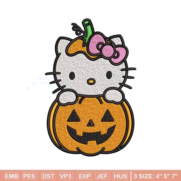 Hello Kitty With Pumpkin Embroidery design, Hellokitty Embroidery, cartoon design, Embroidery File, Digital download.jpg