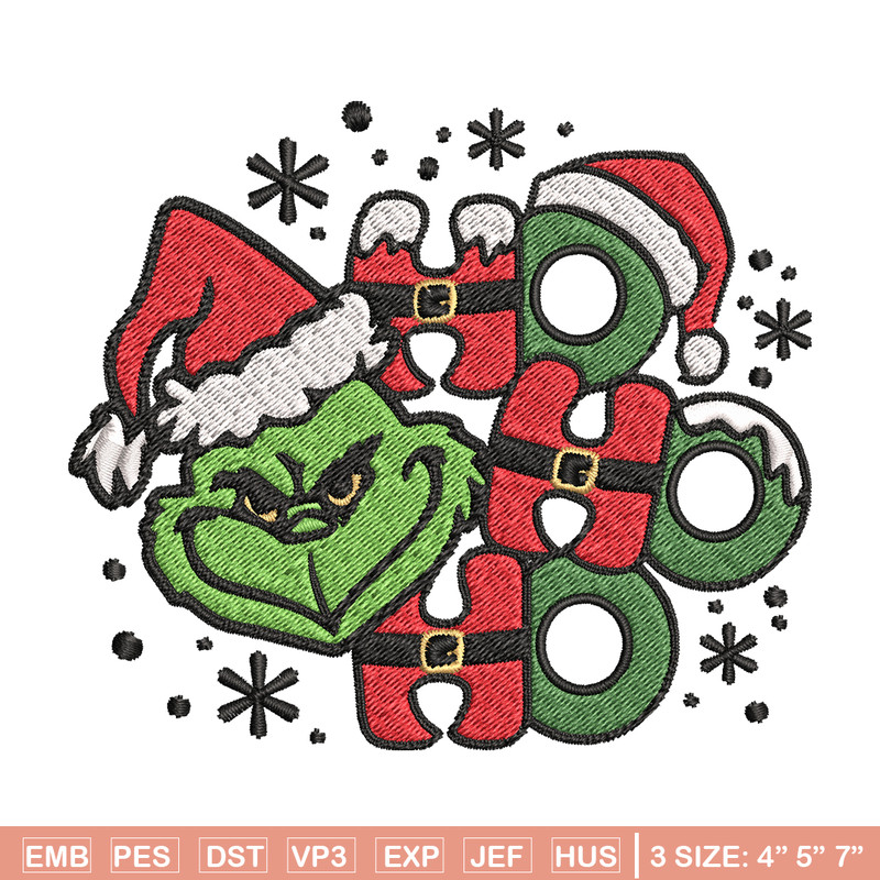 Ho Ho Ho The Grinch Embroidery design, Grinch christmas Embroidery, Grinch design, Embroidery File, Instant download..jpg