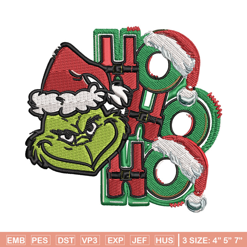 Ho Ho Ho The Grinch Embroidery design, Grinch christmas Embroidery, logo design, Embroidery File, Instant download..jpg
