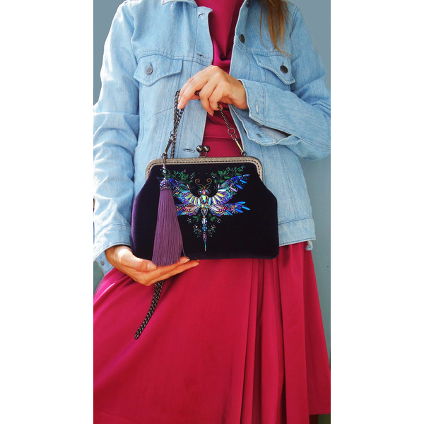 dragonfly blue purple beaded evening velvet bag.jpg