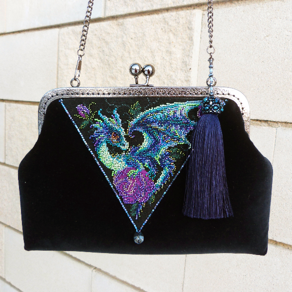 navy blue dragon magic velvet hand embroidery luxury evening bag unique gift.jpg