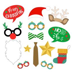 Christmas party photo booth props, Chrismast  Props, Chrismast  Photo Props, Chrismast  Clipart, Photo booth Vector