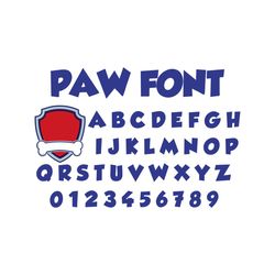 paw font svg, paw font cricut, patrol font silhouette, blue paw letters svg, paw font cricut, paw svg cricut, paw person