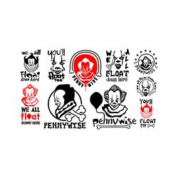 pennywise svg,you will float too svg,pennywise clown svg,clown svg,red ballon,horror svg,scary svg,movie svg,halloween
