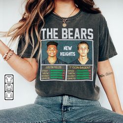 bears new heights retro football jam shirt, justin fields and tyson bagent, chicago homage bootleg merch vintage unisex