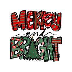 merry and bright christmas tree svg cutting digital file