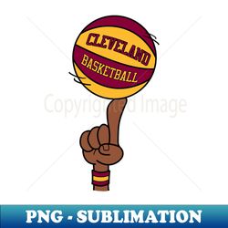 Cleveland Basketball Finger Spin - Retro PNG Sublimation Digital Download - Perfect for Personalization