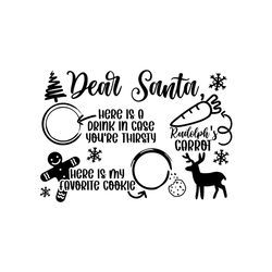 dear santa cookies and milk tray svg png pdf, dear santa svg, christmas tray svg, santa tray svg