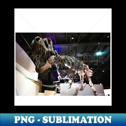 the t rex dinosaur fossil in museum portrait ecopop photo art - Decorative Sublimation PNG File - Bring Your Designs to Life