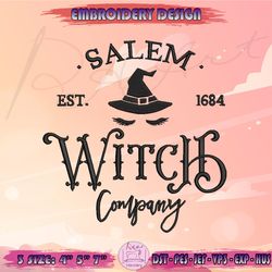 salem witch company embroidery design, salem embroidery, witch halloween embroidery, machine embroidery designs