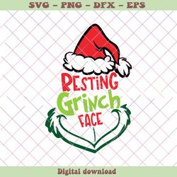 Resting Grinch Face Funny Christmas SVG Cutting Digital File
