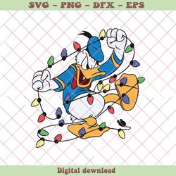 duck with christmas light funny donald duck svg file
