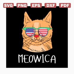 merica meowica svg, independence day svg, 4th of july svg, meowica svg, america cat svg, sunglasses svg, patriotic svg,