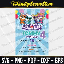 super kitties invitation super kitties birthday super kitties party super kitties invite super kitties digital super kit
