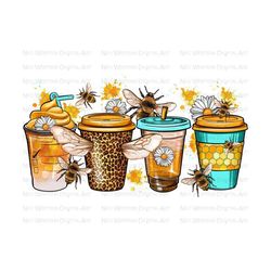 bumble bee coffee cups png sublimation design download, sunflowers coffee cups png design, hand drawn bumble bee png, sublimate download