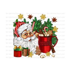 christmas hot chocolate coffee cup with santa png sublimation design download, christmas png, hot chocolate png,santa png,sublimate download