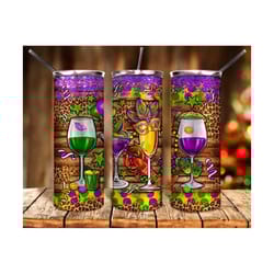 mardi gras wine glasses 20oz tumbler png sublimation design download, happy mardi gras png, mardi gras wine png, sublimate designs download
