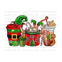 christmas elf coffee cups png sublimation design download, christmas png, coffee cups png, christmas elf png, sublimate designs downlaod
