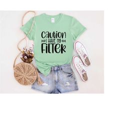 caution i have no filter, funny saying christmas shirt, funny text christmas tee,matching christmas shirts,christmas t-s