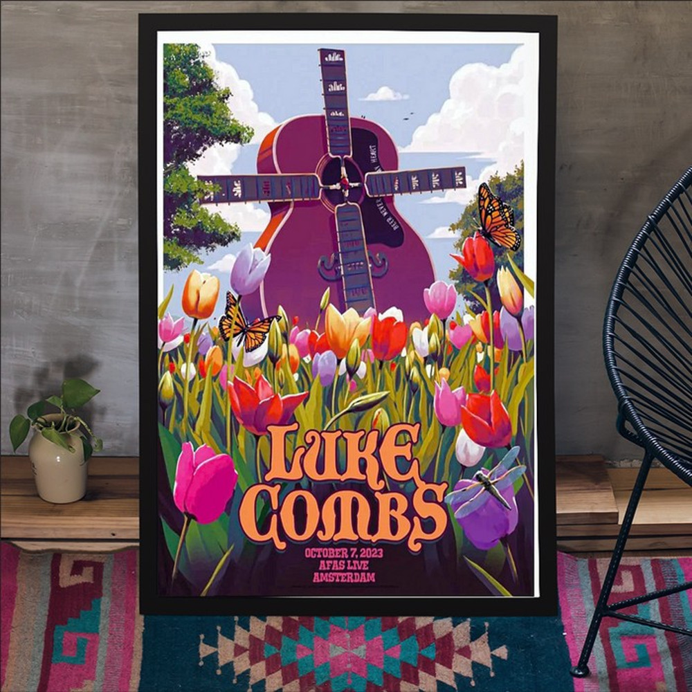 Luke Combs Tour in Amsterdam Afas Live October 7 2023 Event Poster Unframe Decor.jpeg